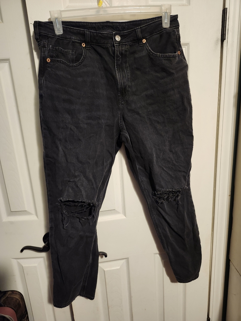 American Eagle Outfitters Black Jeans with Knee Rips